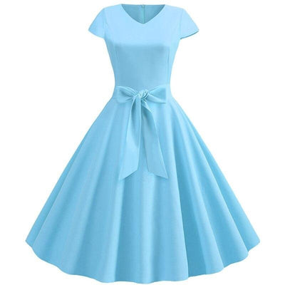 Robe Bleue Claire Années 50 - Madame Pin Up