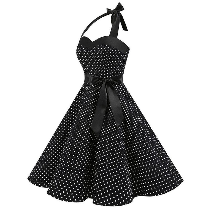 Robe noire à pois blancs outlet