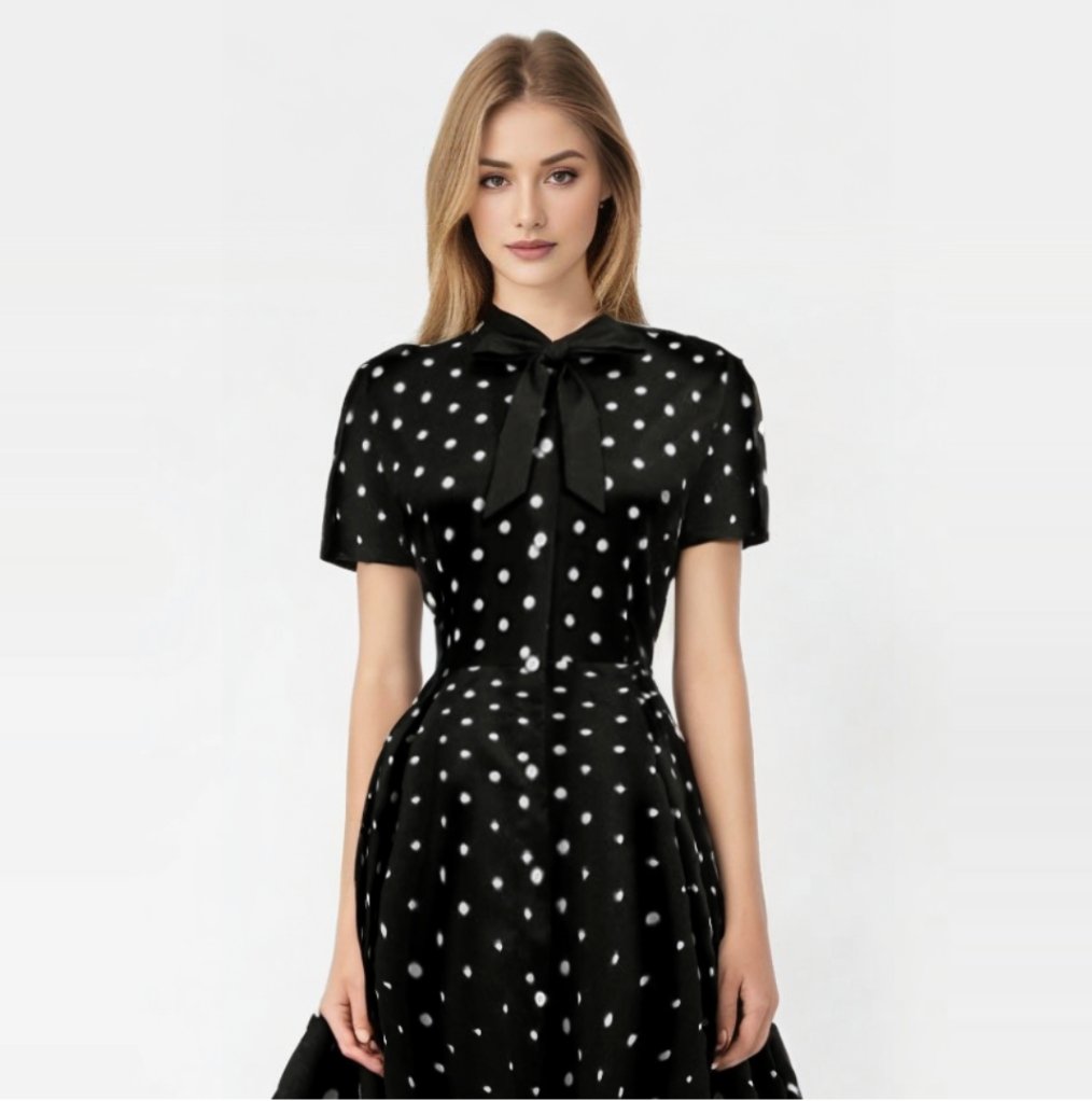 Robe noire à pois blancs outlet
