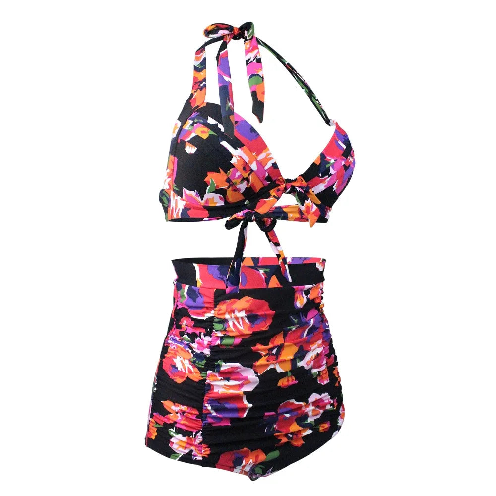 Maillot De Bain 1 Pièce Rétro Pinup - Vert Et Blanc, Motif Ananas/fruits, Bustier à Volants