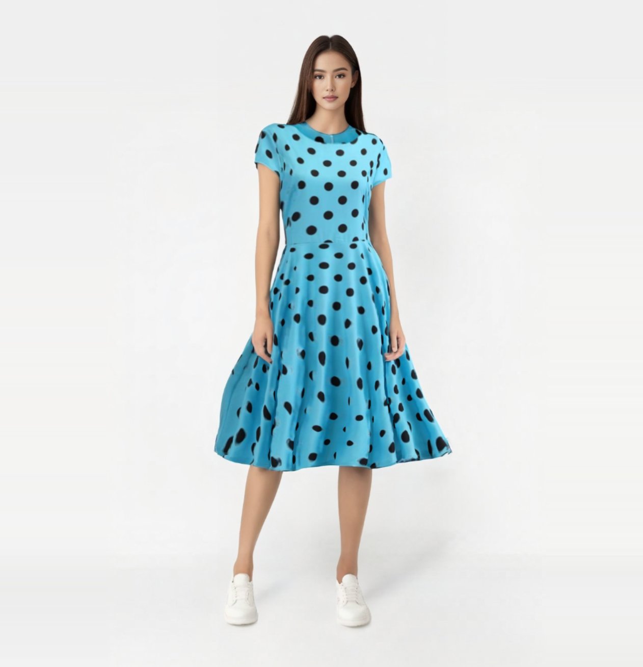 Robe Année 50 Bleue Madame Pin Up - Main Image