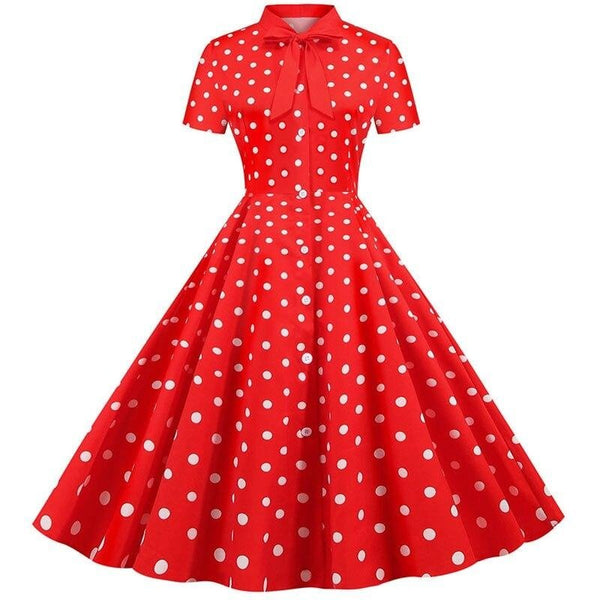 Robe Annee 50 Vintage Rouge A Pois Blanc Madame Pin Up