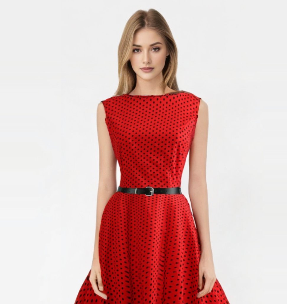 Robe Rouge à Pois Sans Manches - Taille 6 - Occasion En Très Bon état, Parfaite Pour Fêtes