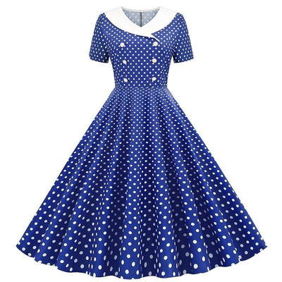 Robe Années 50 Bleu Ciel Et Pois Blancs - Madame Pin Up