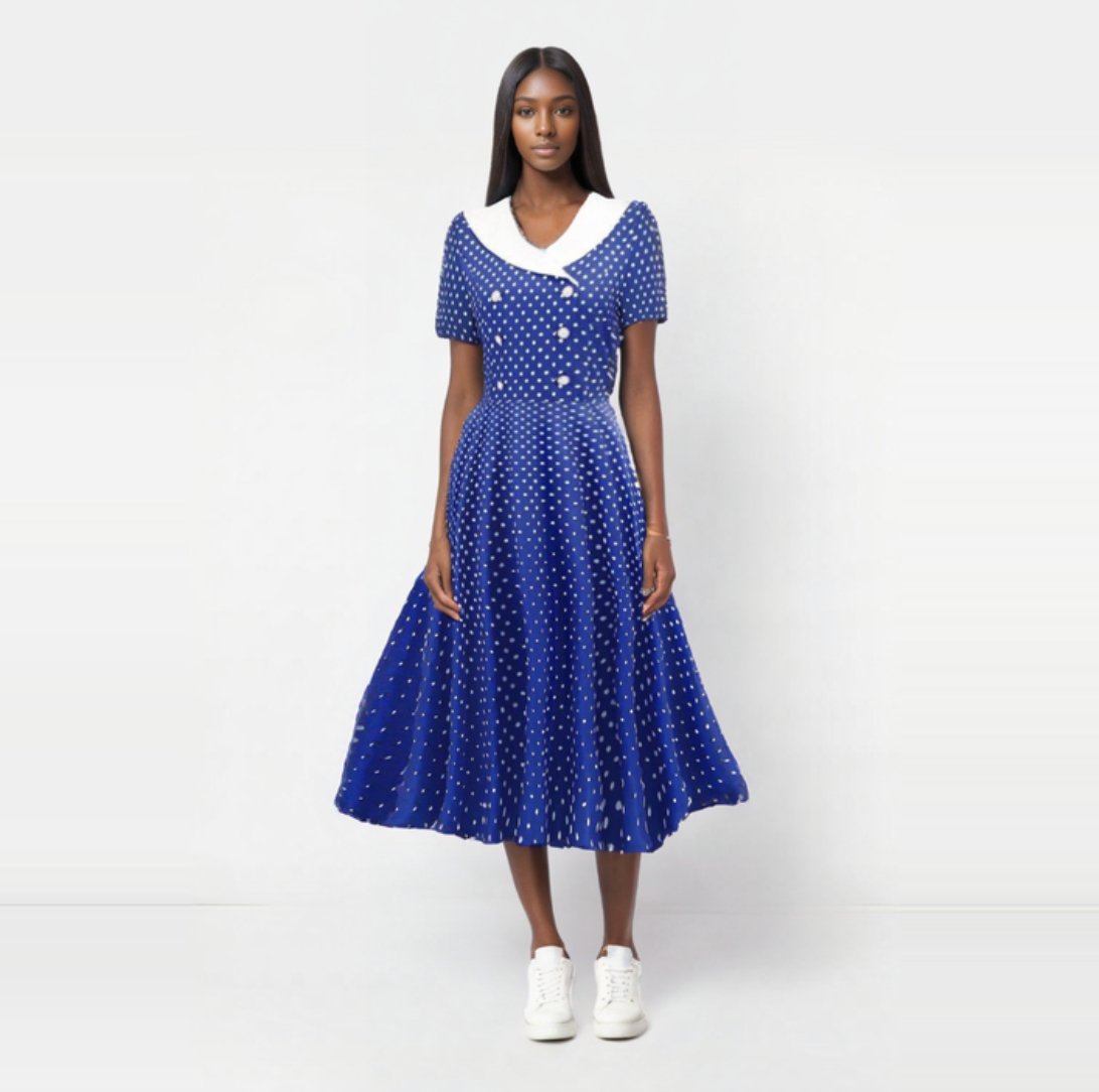 Robe Ann es 50 Bleu Ciel Et Pois Blancs Madame Pin Up