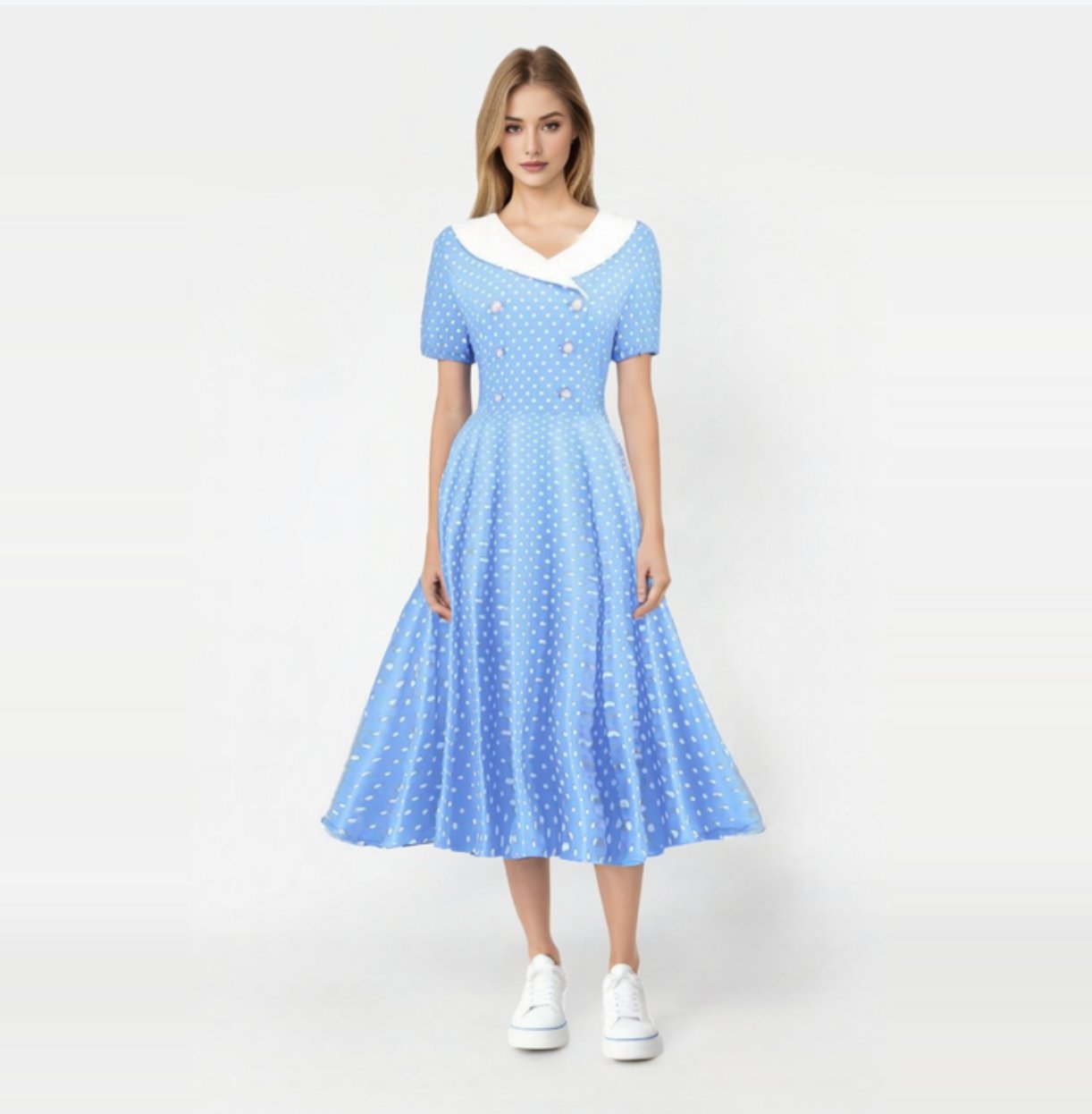 Robe Annees 50 Chic Bleu