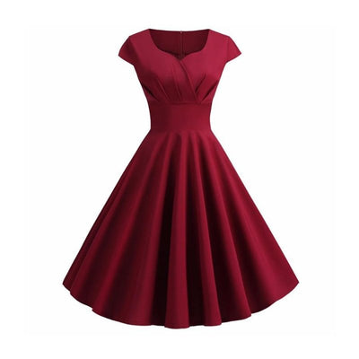 Robe Années 50 Rouge Bordeaux - Madame Pin Up