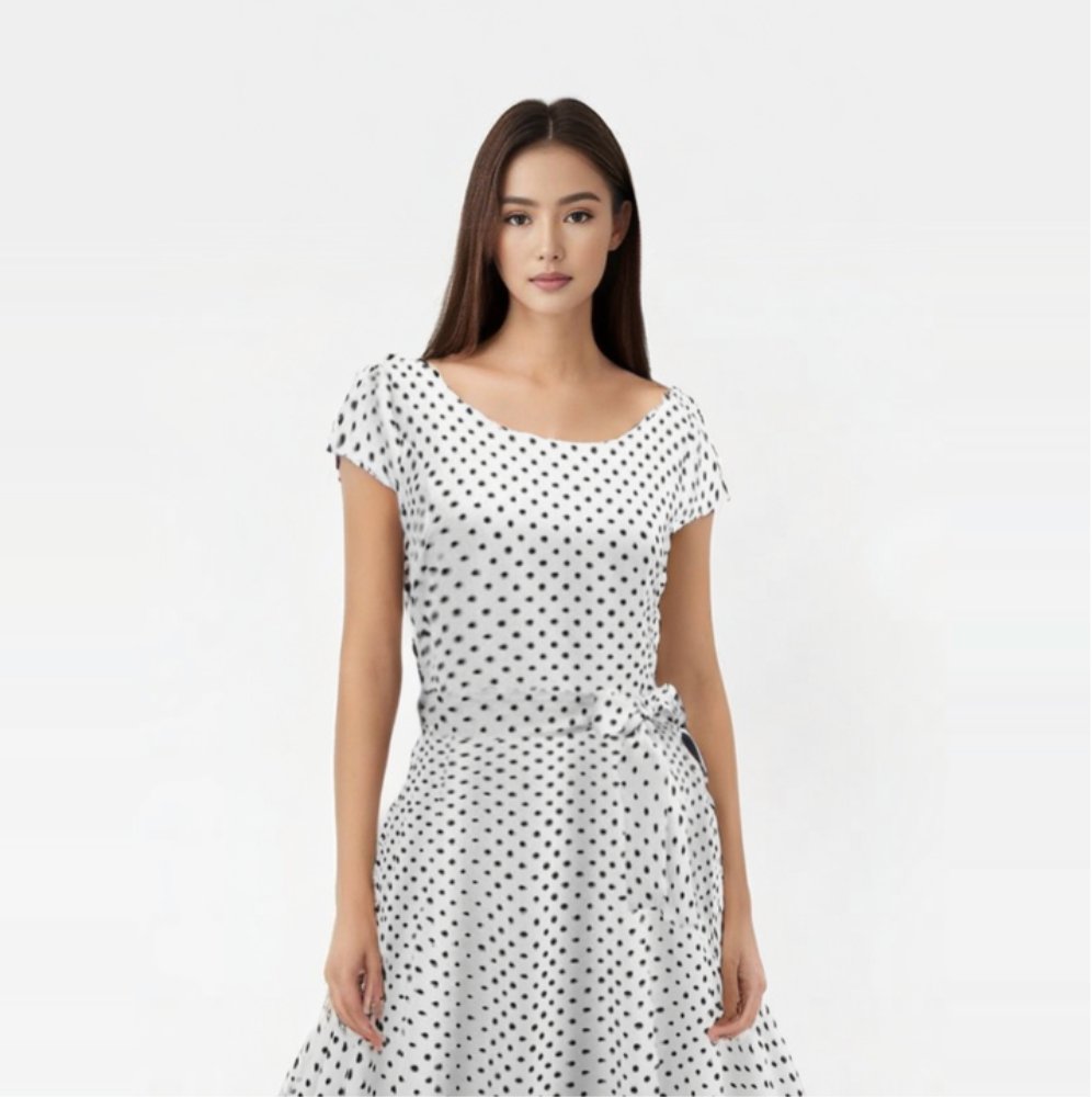 Robe Blanche ?? Pois Noirs Ann?�es 50 | Madame Pin Up