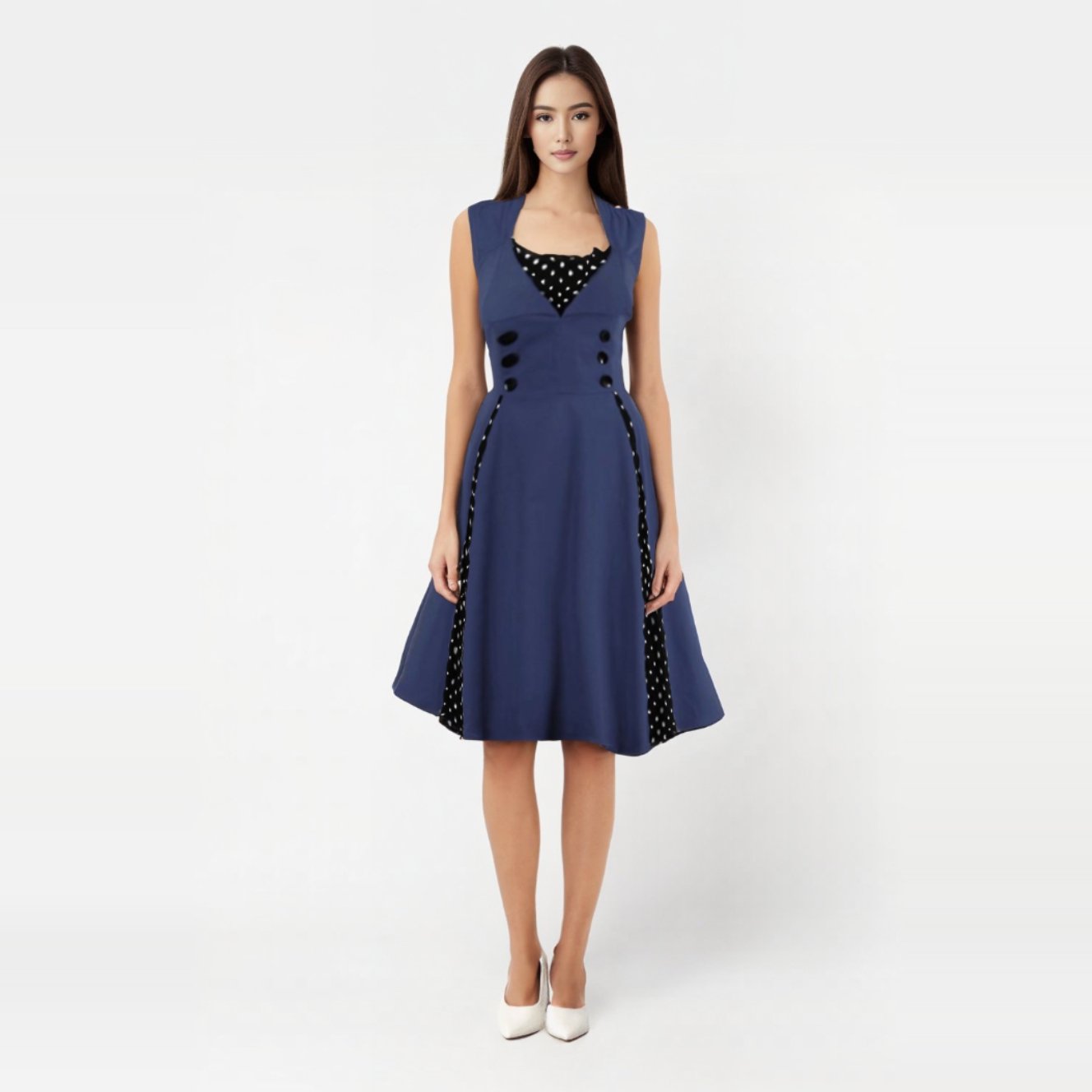 Robe rockabilly bleu marine outlet