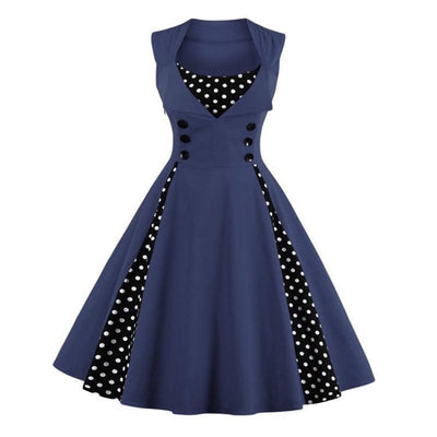 Robe Bleu Marine Rockabilly Madame Pin Up