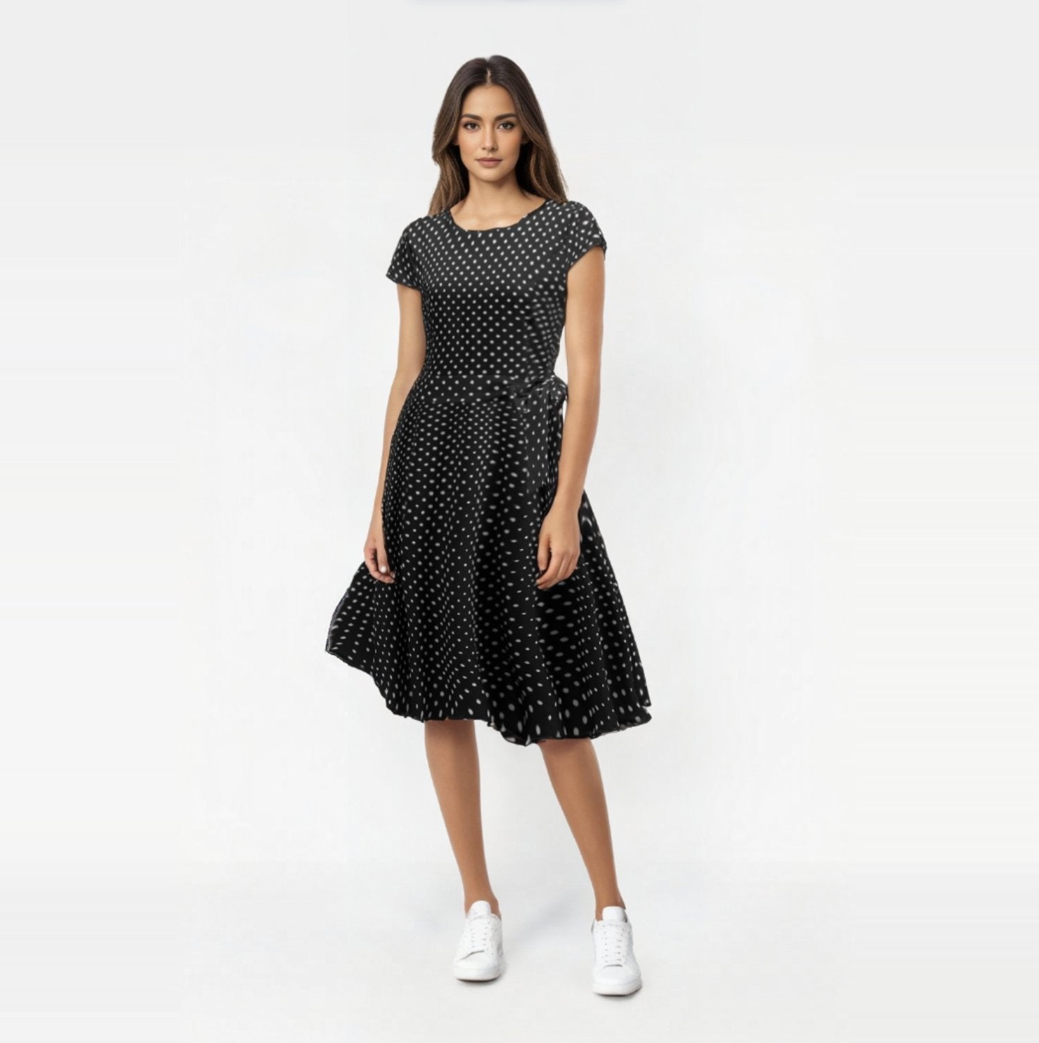 Robe d ete noire a pois style vintage pin up annees 50