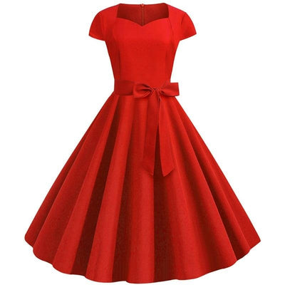Robe Longue Années 50 Rouge - Madame Pin Up