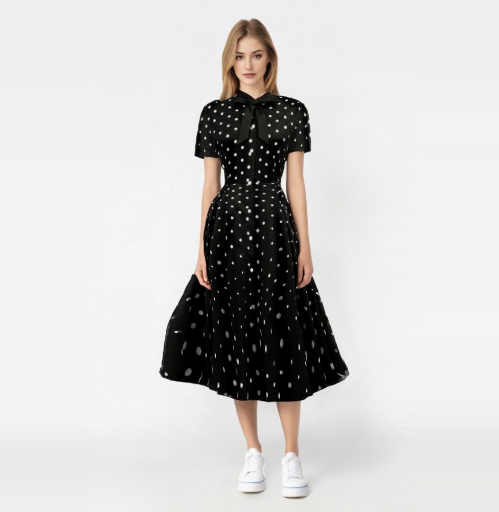 Robe Noire A Pois Blancs Annees 50