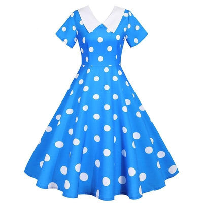 Robe Pin Up Blanche Et Bleue - Madame Pin Up