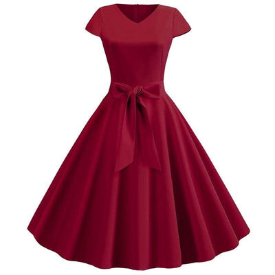 Robe Pin Up Bordeaux Année 50 - Madame Pin Up