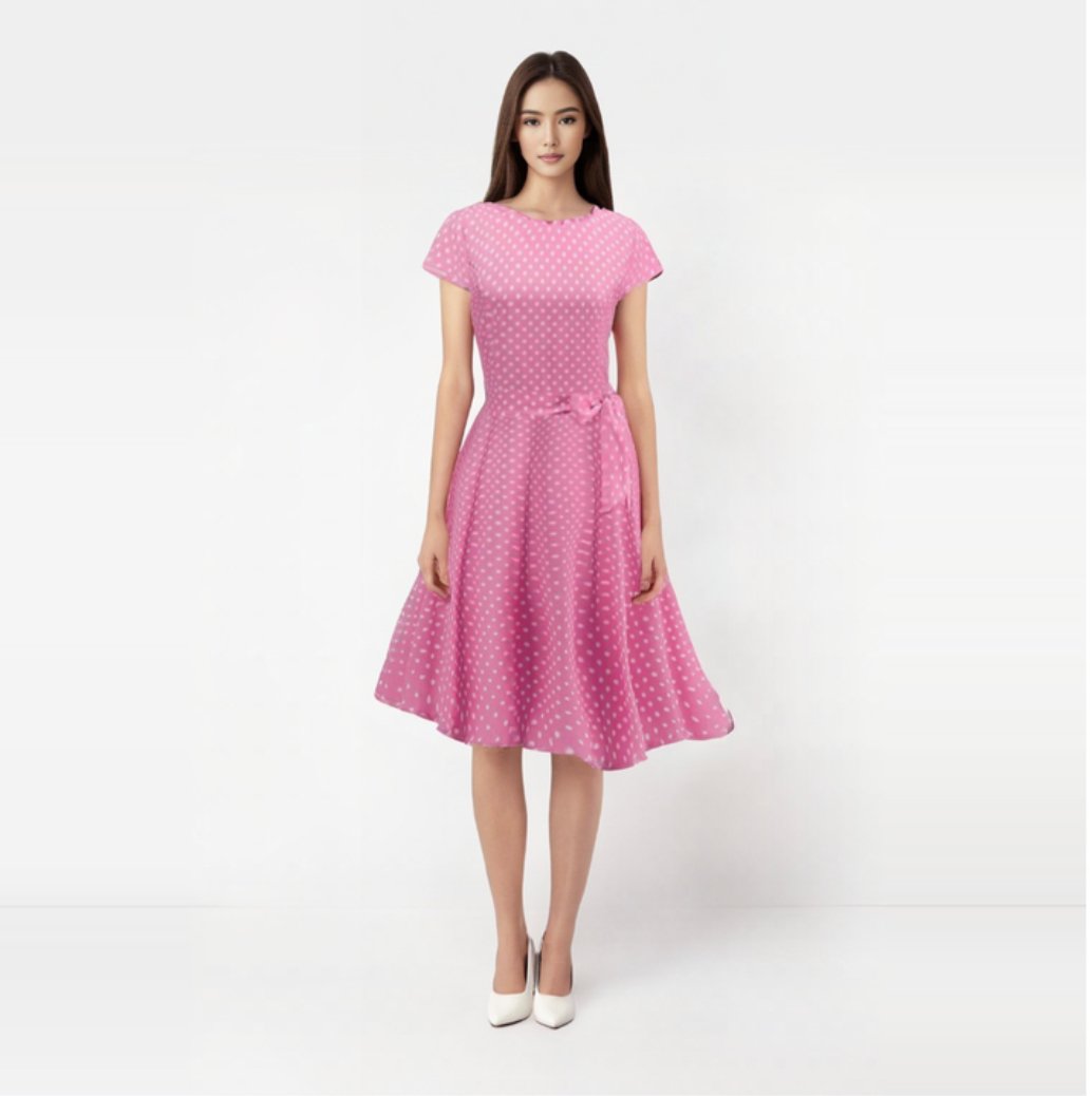 Robe rose a pois on sale