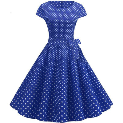 Robe Style Année 50 Bleu Roi - Madame Pin Up