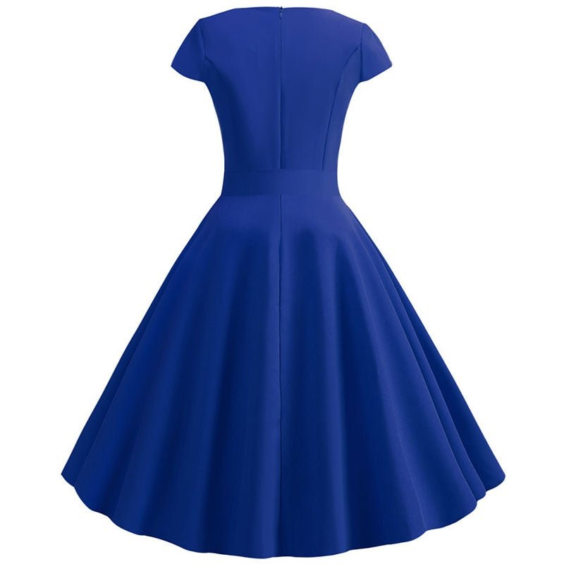 Robe Vintage Année 50 Bleu Madame Pin Up