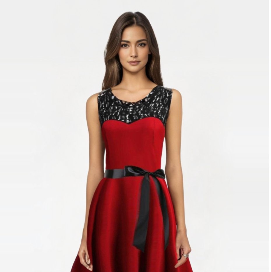 milanoo - Robe vintage rouge rétro unicolore avec zip jupe parapluie milanoo - Robe vintage rouge rétro unicolore avec zip jupe parapluie